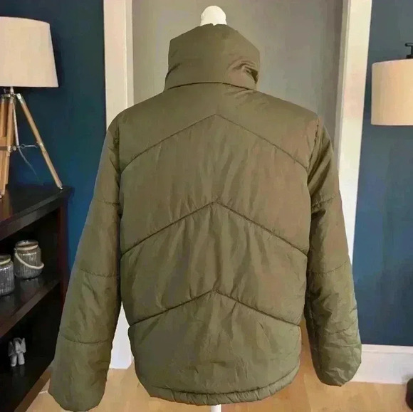 Me Jane Solid Puffer Jacket Size M Khaki Green - Picture 2 of 6